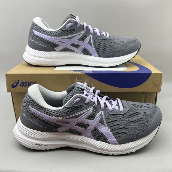 Asics Gel Contend 7 Running Shoes Women Size 9 Wide Gray Purple Comfort Sneakers - Picture 1 of 9